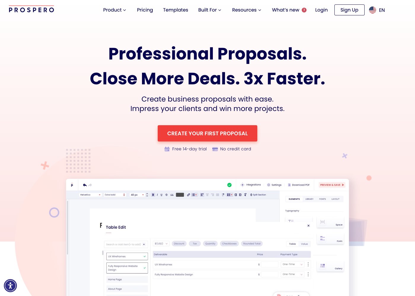 Prospero — business proposal tool